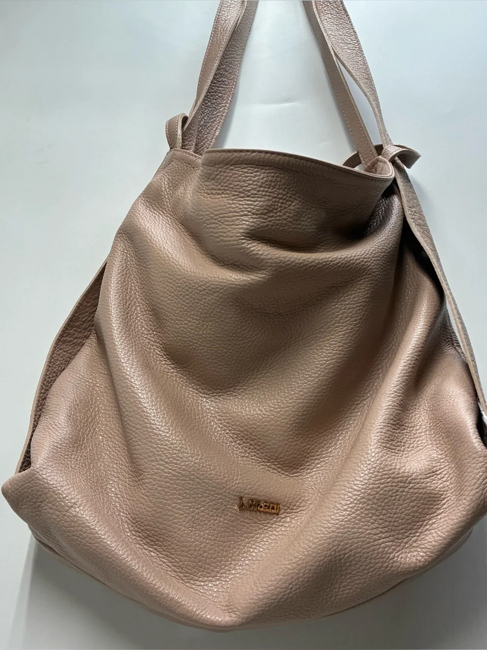 L Credi Backpack Pebbled Leather Convertible Shoulder Bag Daypack Italy Pink
